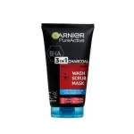 Garnier Pure Active 3 In1 Charcoal Anti Blackhead Mask Wash Scrub -150ml