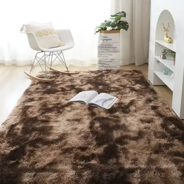 5 By 8 Soft Fluffy Chocolate Patches Carpets Non-slip Rugs Floor Mat